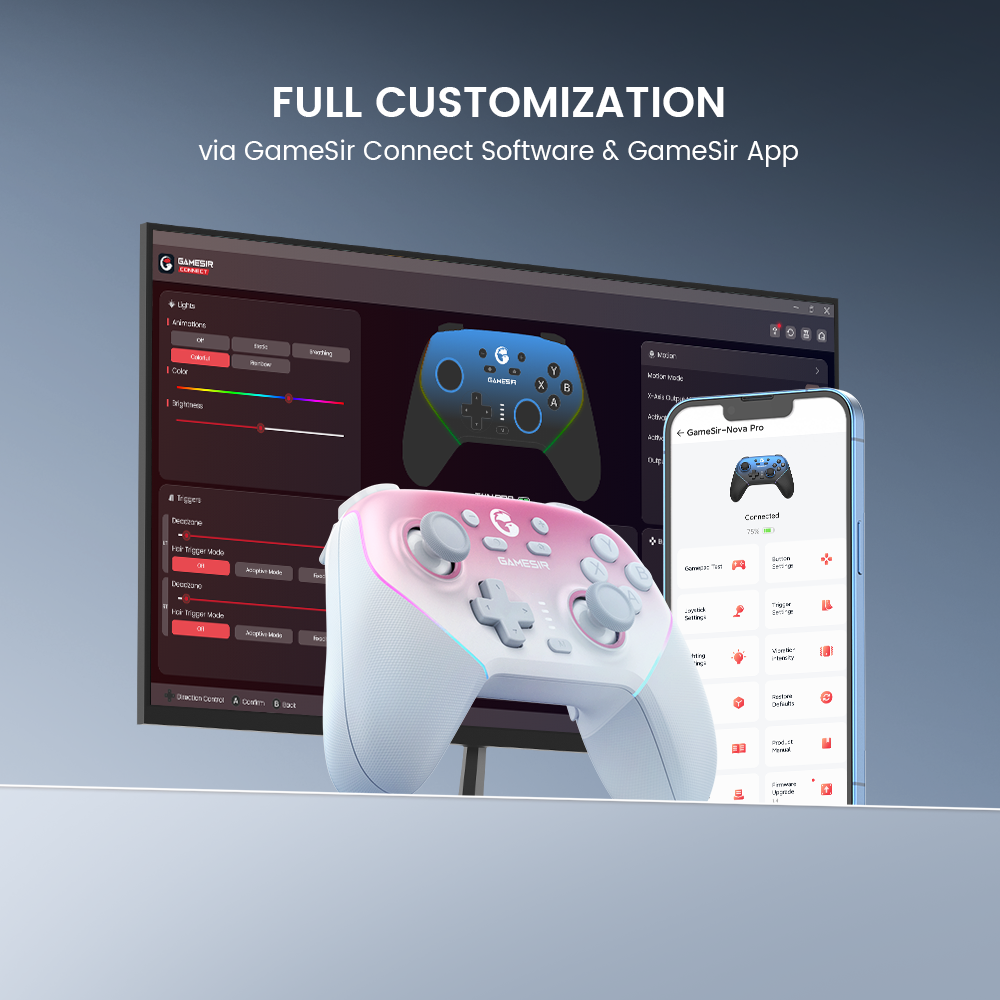 Game-sir app for deadzone adjustment/vibration tuning with over-the-air firmware updates