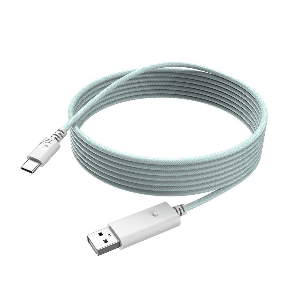Game-sir 3M USB Cable, nylon-braided, USB-A to USB-C, light cyan.