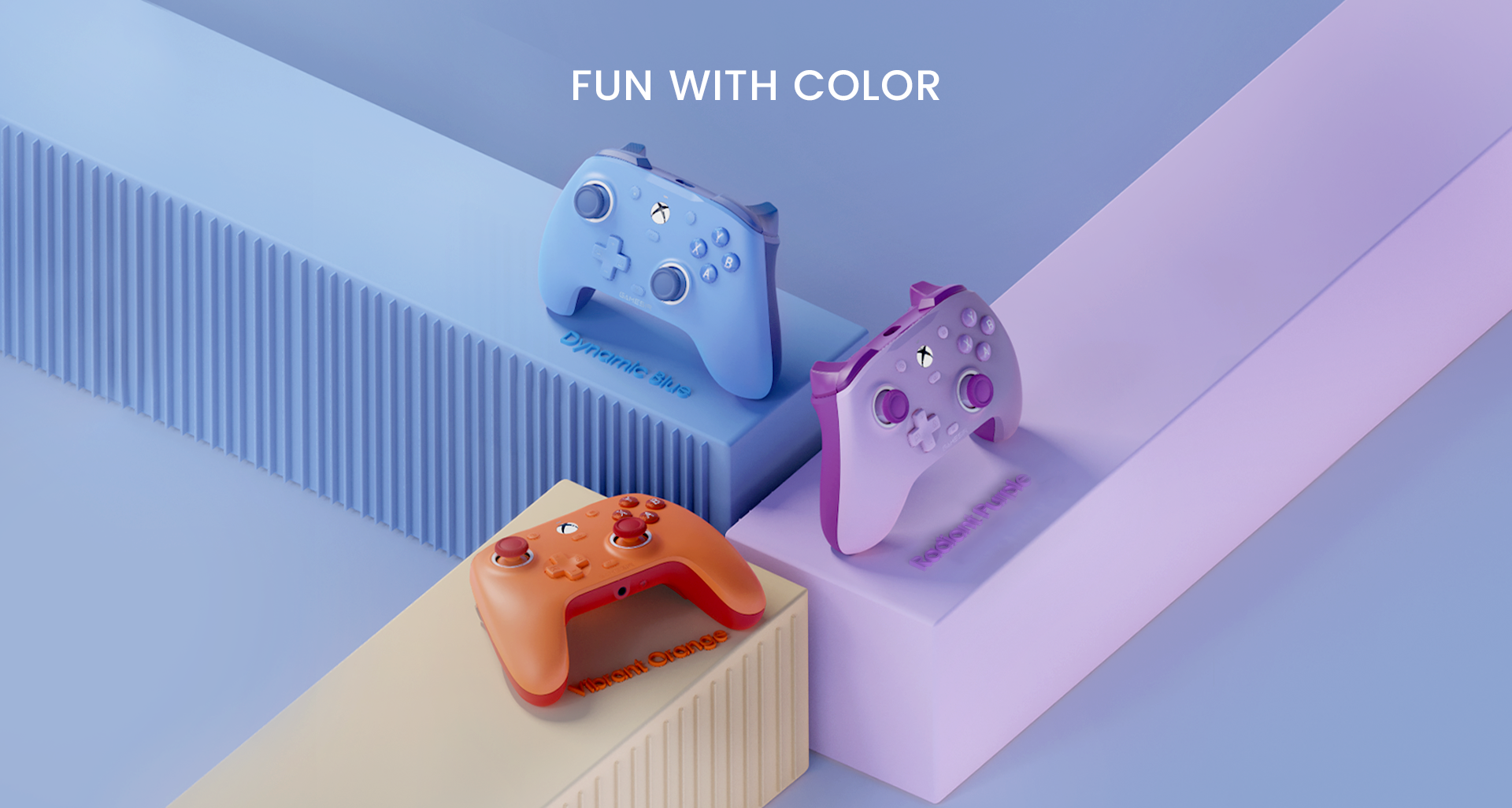 Three striking color options: Dynamic Blue, Vibrant Orange, Radiant Purple 