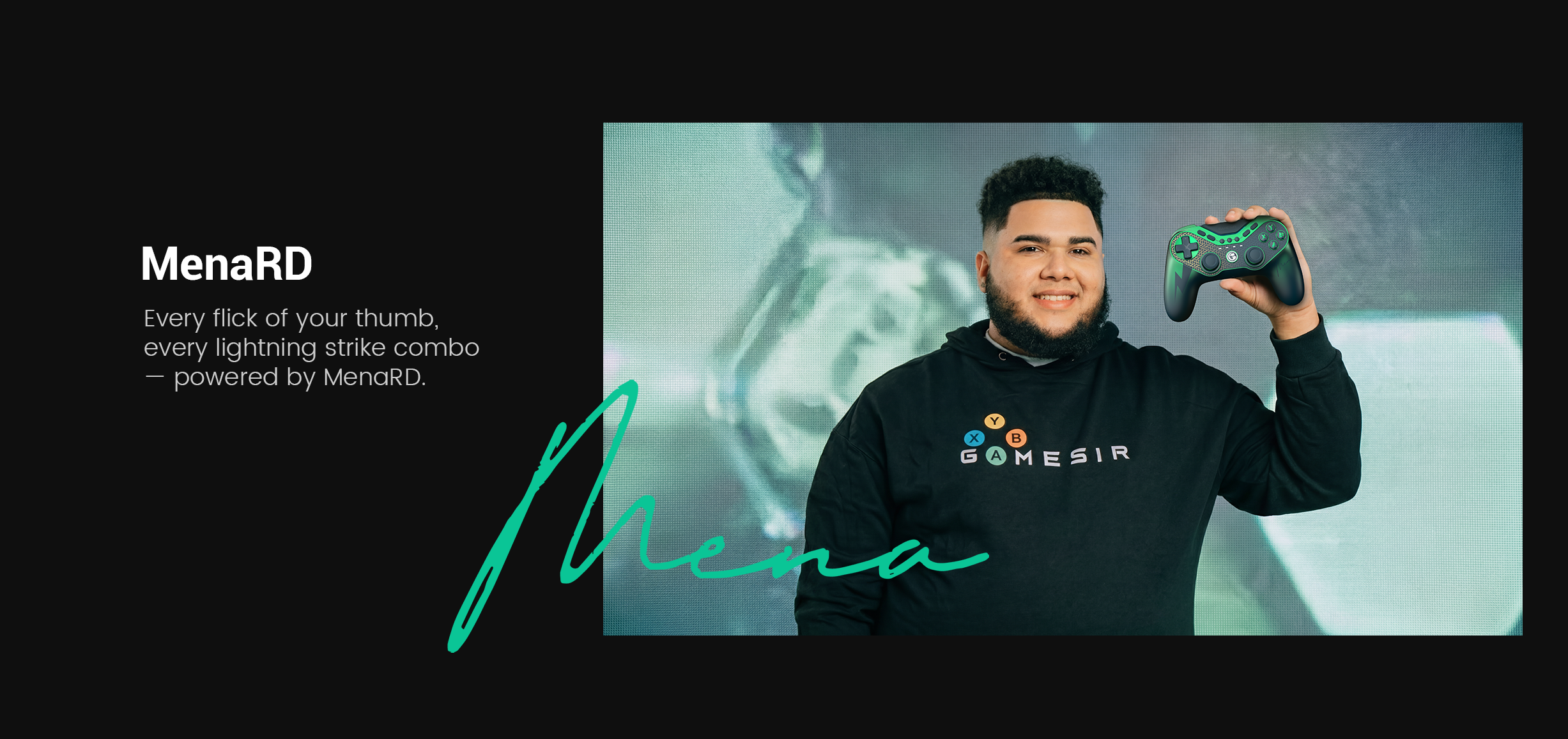 The image features professional esports athlete Saul Leonardo 