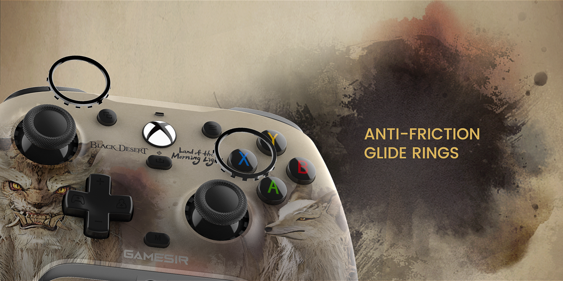 Game-sir G7 black desert edition faceplate with anti-frictionglide rings