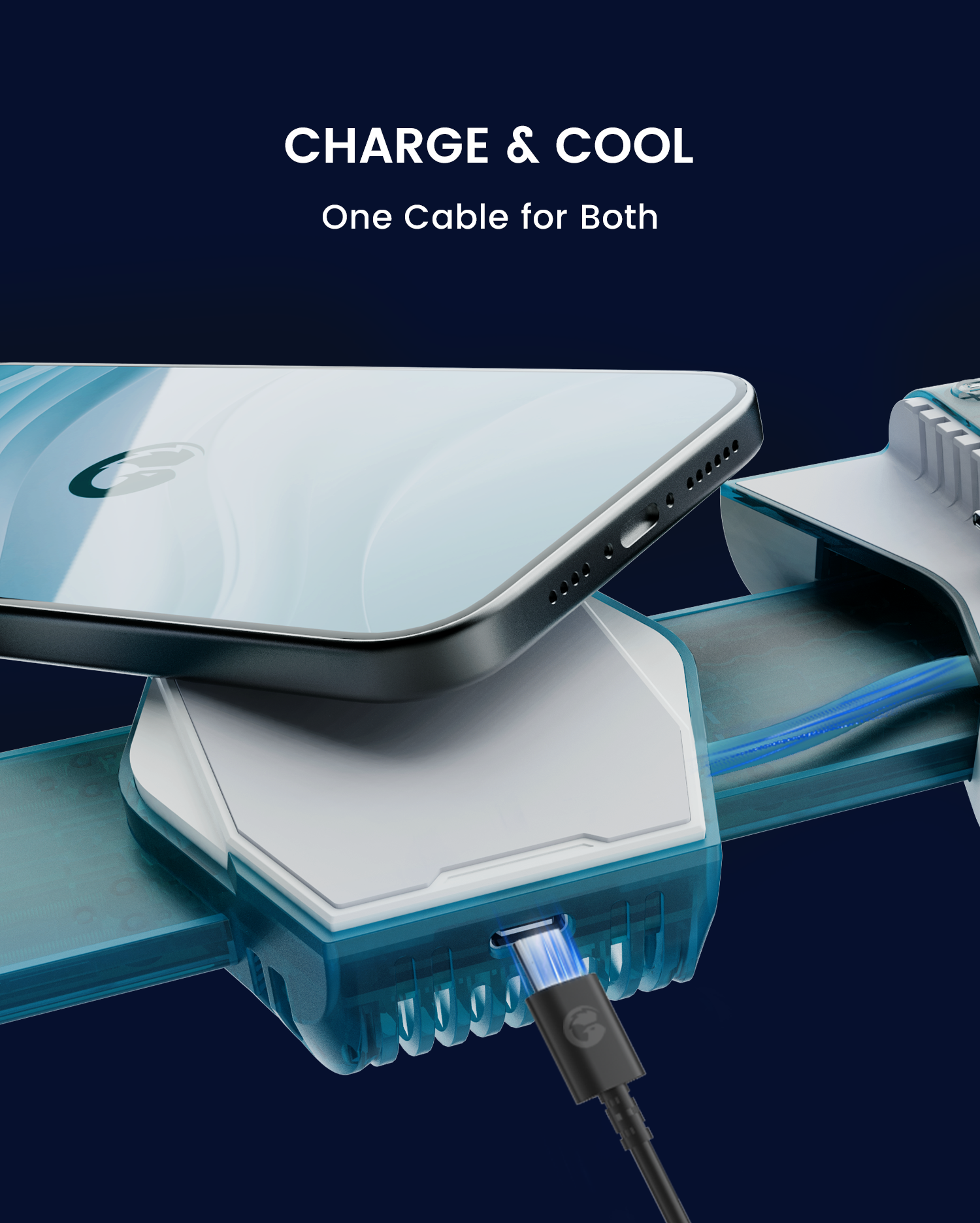 With the dual-function Type-C charging port, a single cable is all you need to power both your phone and the cooler simultaneously 