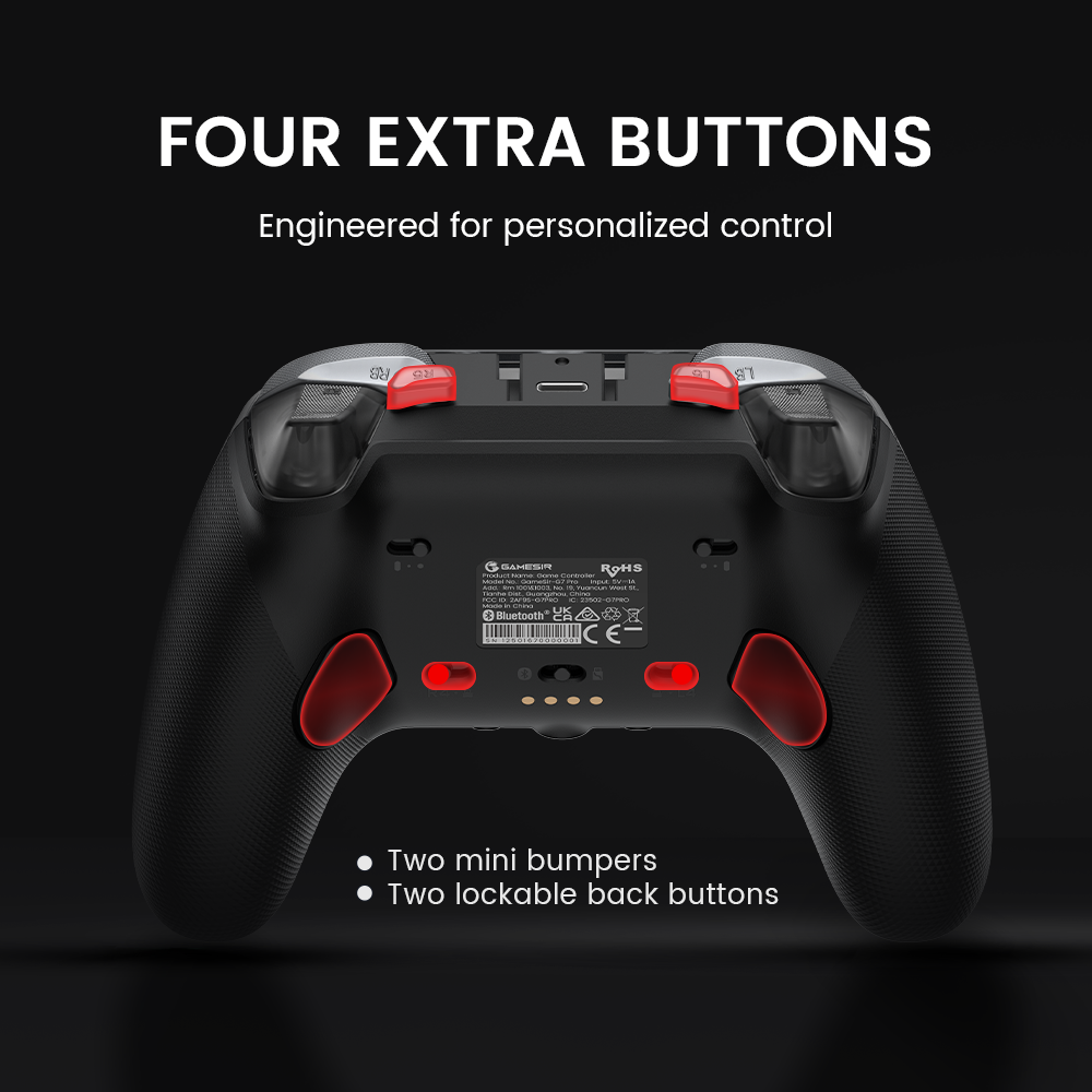 Four Extra ButtonsThe GameSir G7 Pro Metallic Silver features four additional buttons for personalized control. This includes two mini bumpers and two lockable back buttons, engineered to optimize your unique gaming style.