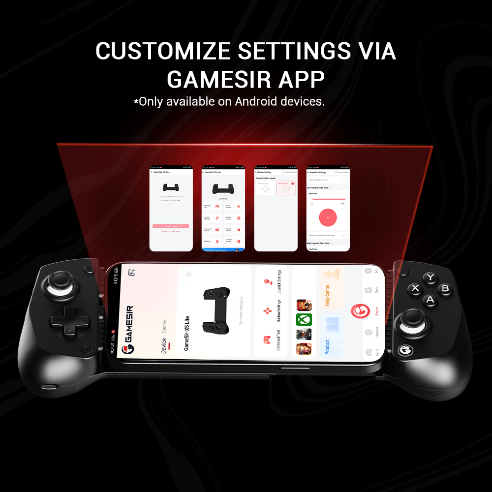 Customize settings via Game-sir App on X5 Lite (*only available on Android devices)