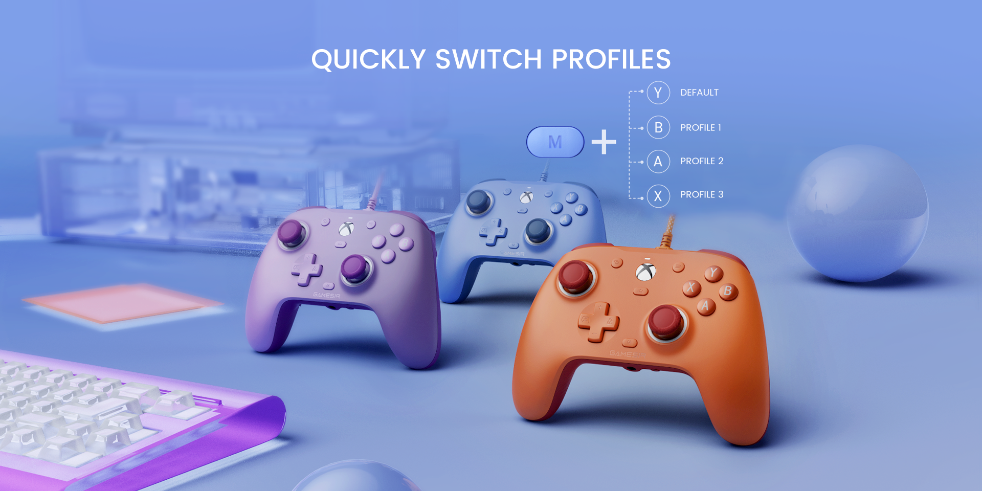 Quick profile switching with simple button combinations for fast game-specific setups 