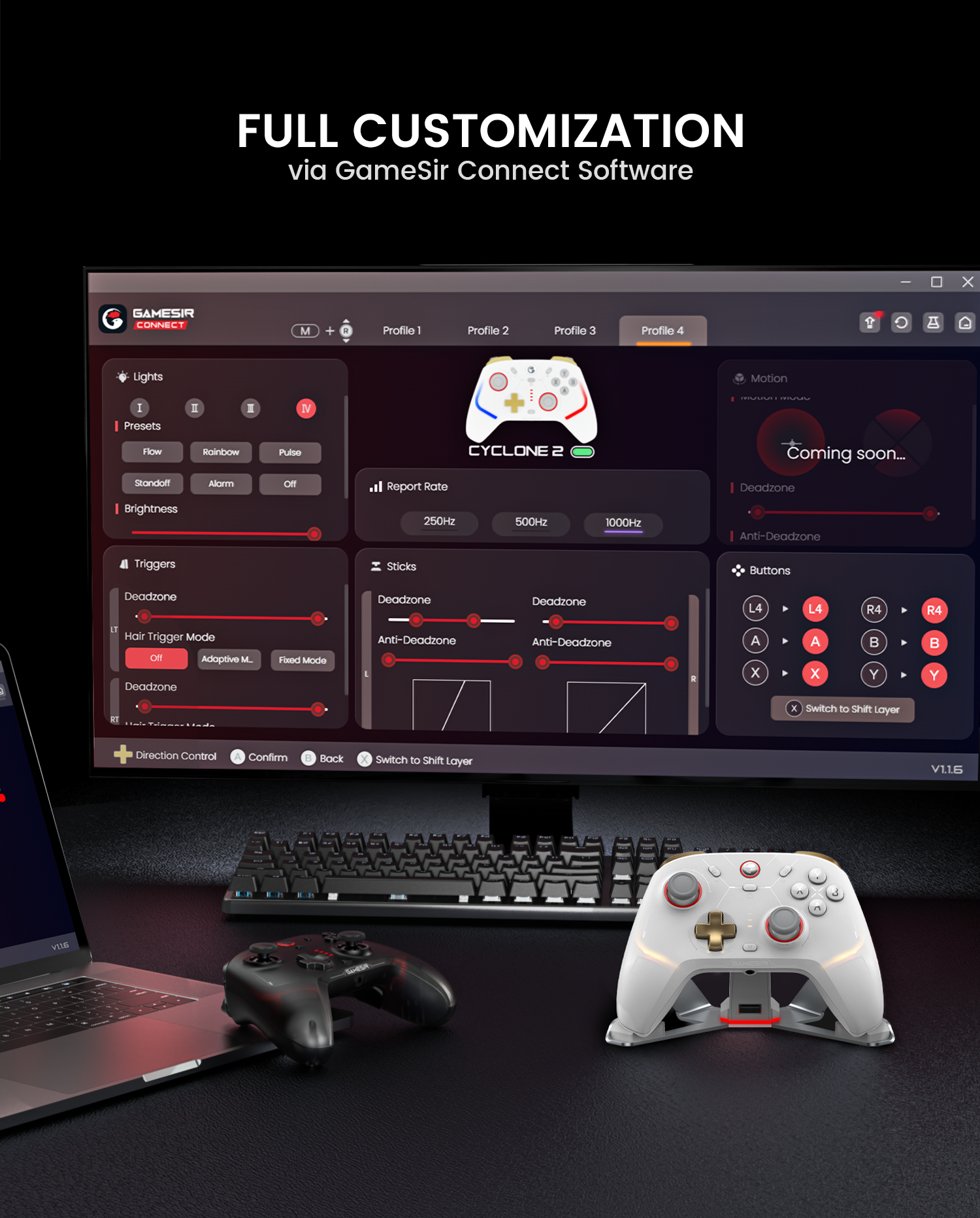 Full customizable via Game-sir Connect software