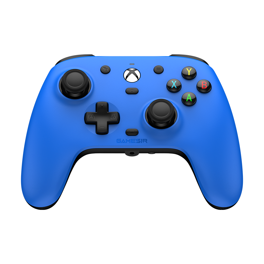 Game-sir Magnetic Faceplate in blue fitted on Xbox-style G7 Pro series controller with ergonomic design and button layout
