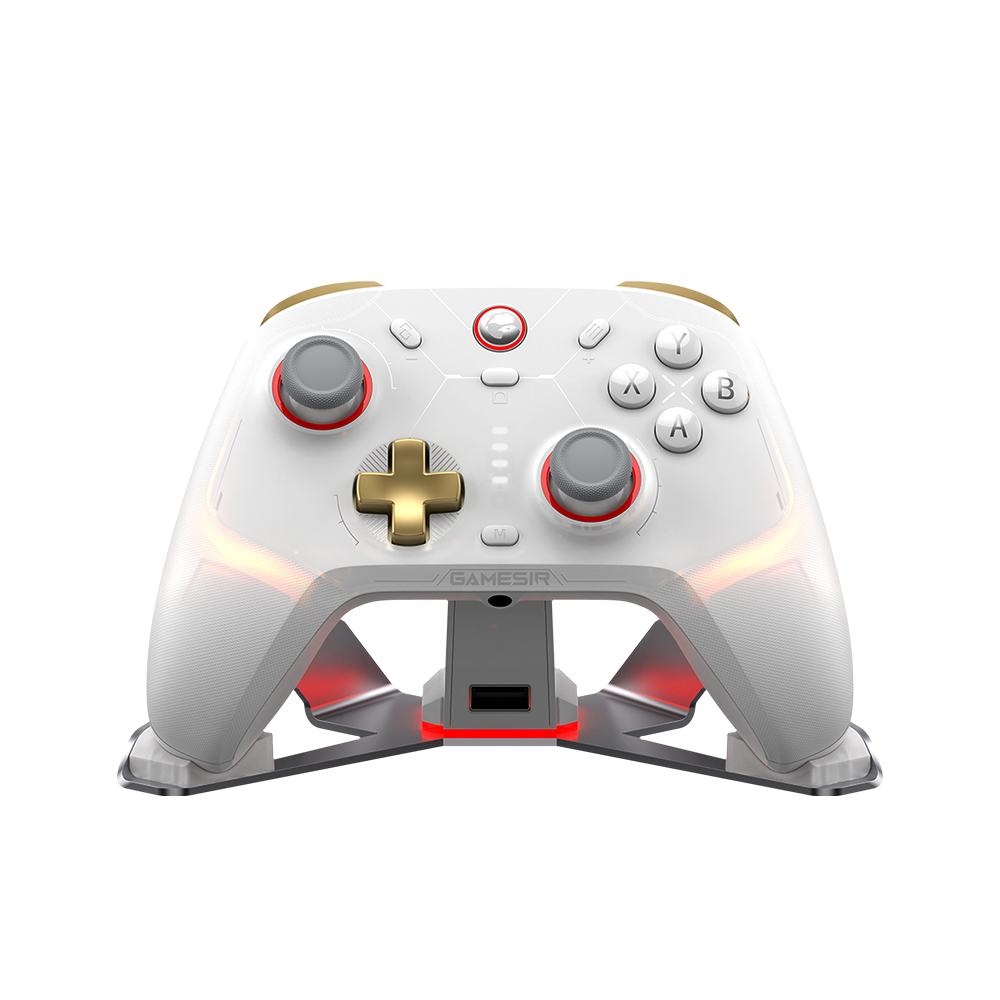 Game-sir Cyclone 2 Multiplatform Controller in Phantom White with customizable RGB lighting and precision controls.