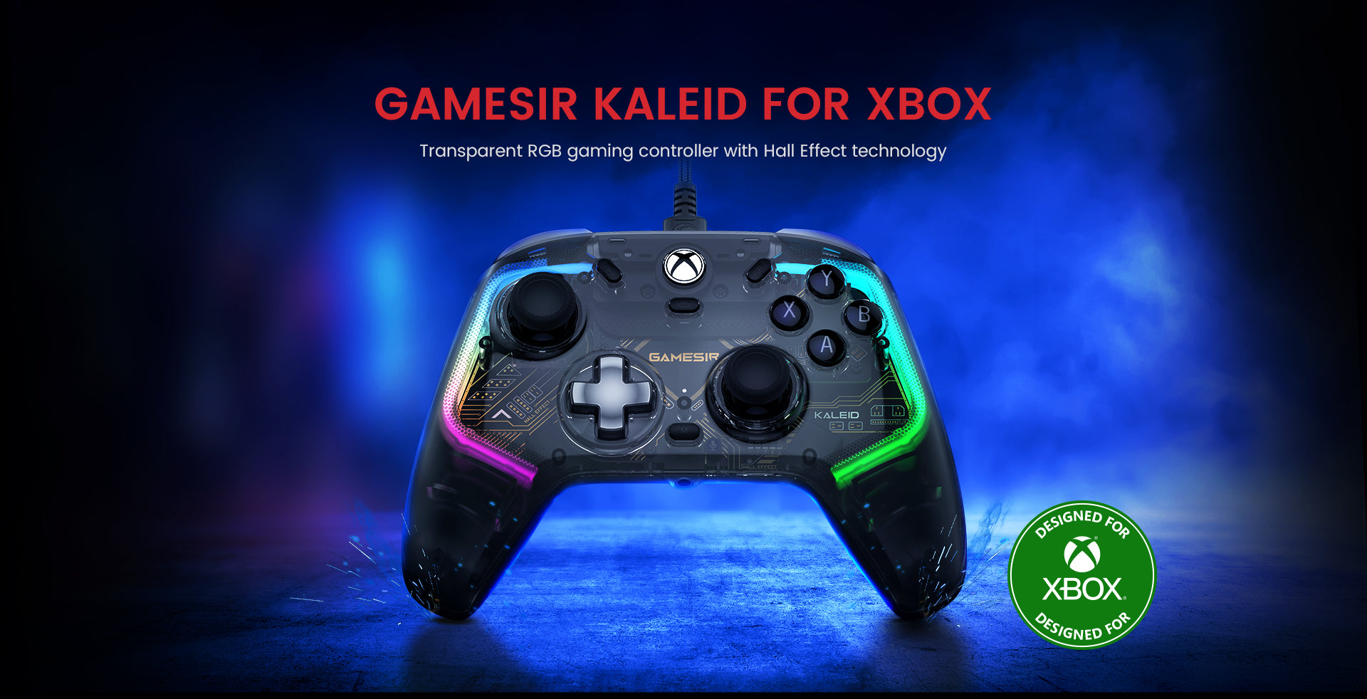 Game-sir Kaleid transparent RGB gaming controller with Hall Effect technology for Xbox