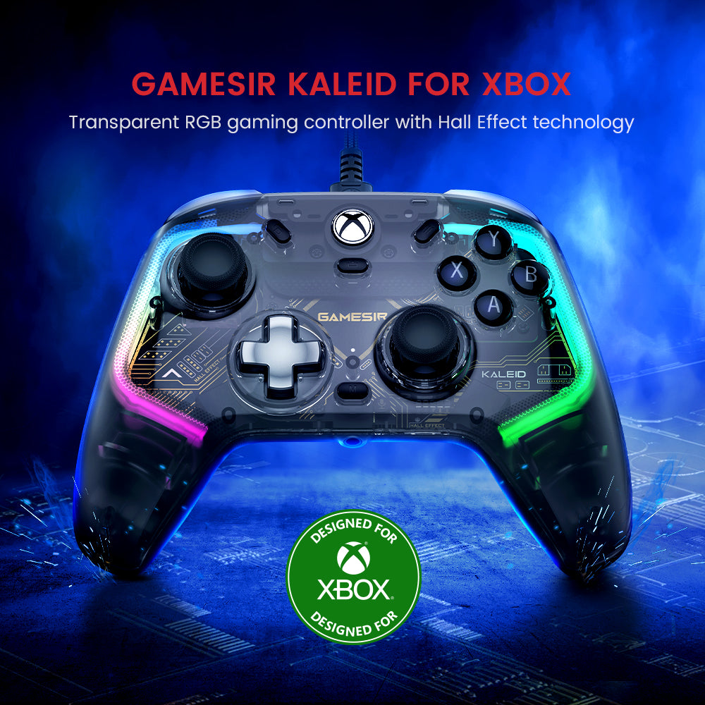 Game-sir Kaleid transparent RGB gaming controller with Hall Effect technology for Xbox
