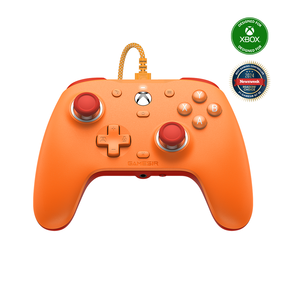 Game-sir G7 SE Xbox Wired Controller with dynamic blue design, magnetic faceplate, and anti-drift Hall Effect sticks.