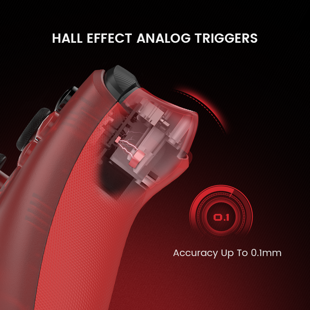 Hall Effect analog triggers with smooth pull mechanics: Precision-tuned for racing games and seamless control on Game-sir T7 controller